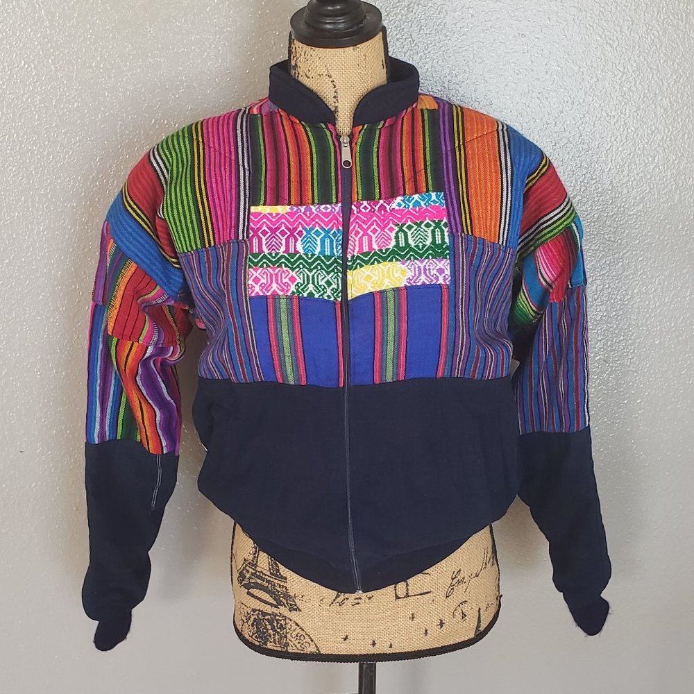 VINTAGE Guatemalan Disenos cotton bomber jacket